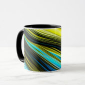 Blaue und goldfarbene Abstrakte Seide- und Satin-R Tasse (Vorderseite Links)