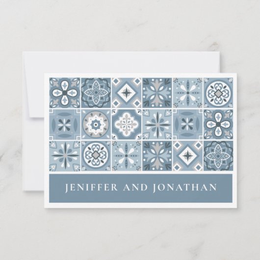 BLAUE UND GRAU SPANISCHE TILES ENCLOUSURE CARD (Rückseite)