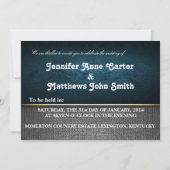 Blaue und Grau-weiße elegante Hochzeit laden ein Einladung (Rückseite)