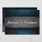 Blaue und Grau-weiße elegante Hochzeit laden ein Einladung (Vorne/Hinten)