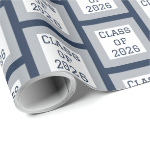 Blaue und graue Abschluss-Verpackungspapier 2026 Geschenkpapier