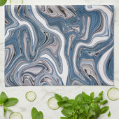 Blaue und graue Abstrakte Marmor Geschirrtuch (Gefaltet)