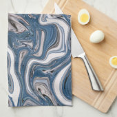 Blaue und graue Abstrakte Marmor Geschirrtuch (Viertel Falte)