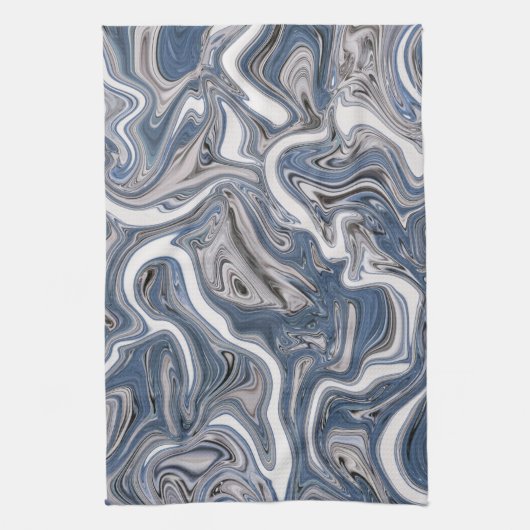 Blaue und graue Abstrakte Marmor Geschirrtuch (Vertikal)