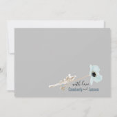 Blaue und graue Aquarellblütenpfeifen Hochzeiten Dankeskarte (Rückseite)