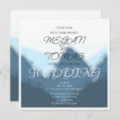 Blaue und graue Berge Elegante Hochzeit Einladung (Vorne/Hinten)