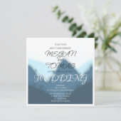 Blaue und graue Berge Elegante Hochzeit Einladung (Stehend Vorderseite)