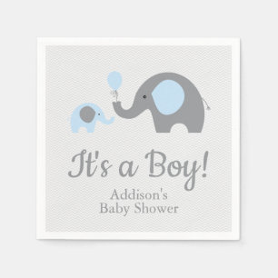 Blaue und graue Elefant-Babyparty-Servietten Serviette