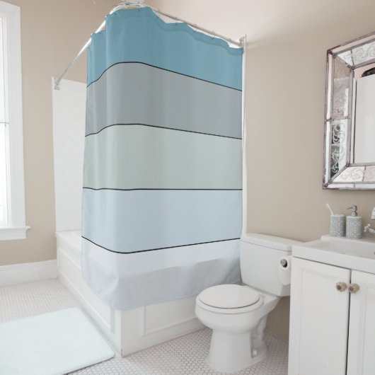 Blaue und graue Farbstreifen auf Aquarellpapier Duschvorhang (Beispiel)