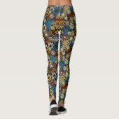 Blaue und Graue Gänseblümchen-Leggings Leggings (Rückseite)