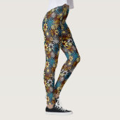 Blaue und Graue Gänseblümchen-Leggings Leggings (Rechts)