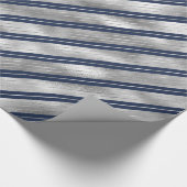 Blaue und graue glänzende Streifen Geschenkpapier (Ecke)