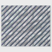 Blaue und graue glänzende Streifen Geschenkpapier (Flach)