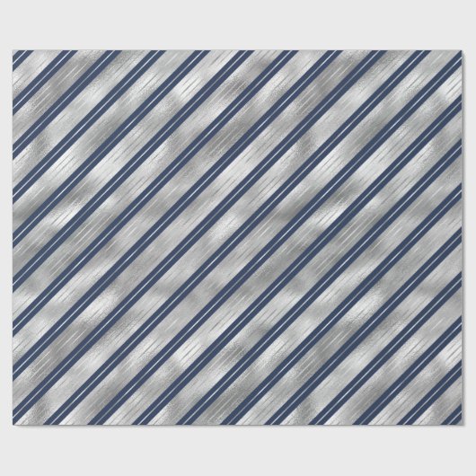Blaue und graue glänzende Streifen Geschenkpapier (Flach)