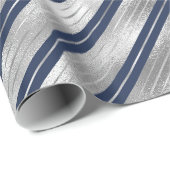 Blaue und graue glänzende Streifen Geschenkpapier (Rolleneckpunkt)