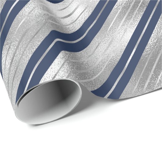 Blaue und graue glänzende Streifen Geschenkpapier (Rolleneckpunkt)