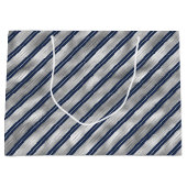Blaue und graue glänzende Streifen Große Geschenktüte (Vorderseite)