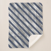 Blaue und graue glänzende Streifen Sherpadecke (Vorderseite)