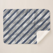 Blaue und graue glänzende Streifen Sherpadecke (Vorderseite (Horizontal))