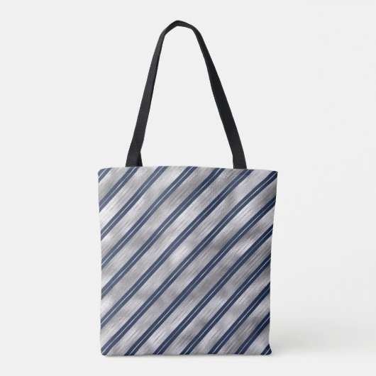 Blaue und graue glänzende Streifen Tasche (Rückseite)