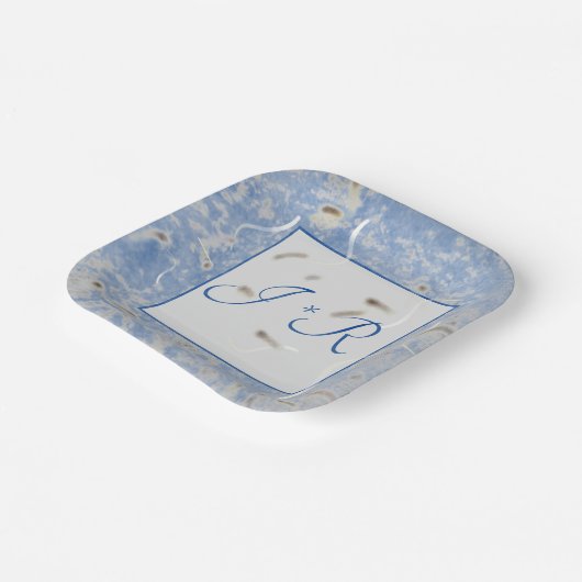 Blaue und graue Marmorplatte Pappteller (Gewinkelt)