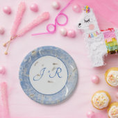 Blaue und graue Marmorplatte Pappteller (Party)