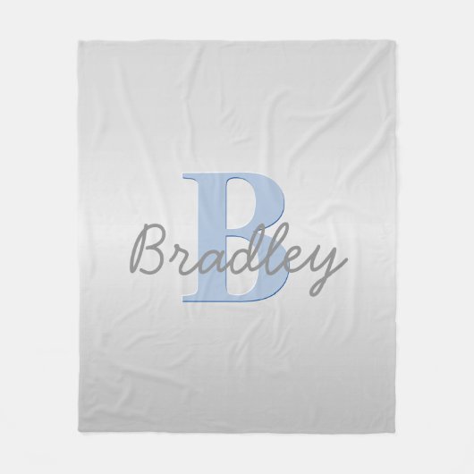 Blaue und graue Monogramm-editierbare Farbkombinat Fleecedecke (Vorderseite)
