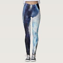 Blaue und graue Ozean-Sonnenuntergang-Welle Leggings