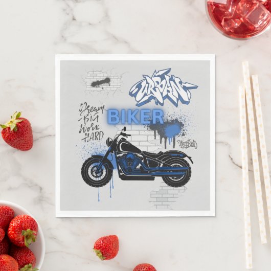 Blaue und graue Papierserviette (Beispiel)