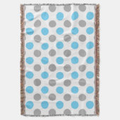 Blaue und graue Polka-Punktmuster Decke (Vorderseite Vertikal)