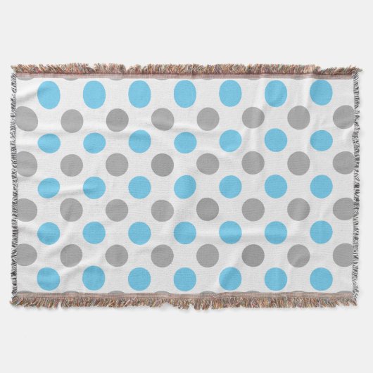 Blaue und graue Polka-Punktmuster Decke (Vorderseite)