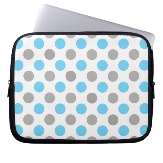 Blaue und graue Polka-Punktmuster Laptopschutzhülle (Vorderseite)