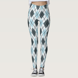 Blaue und graue Rauten-Druck-Leggings Leggings