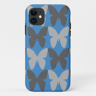 Blaue und graue Schmetterlingsmuster Case-Mate iPhone Hülle