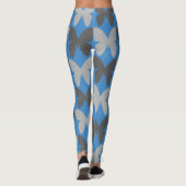 Blaue und graue Schmetterlingsmuster Leggings (Rückseite)