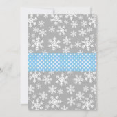 Blaue und graue Schneeflocken Winter Onederland Einladung (Rückseite)