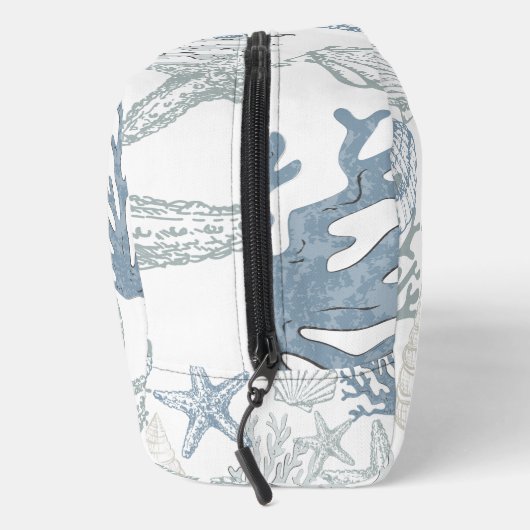 Blaue und graue Seashell Seachy Design Waschbeutel (Rechts)