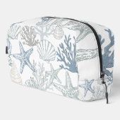 Blaue und graue Seashell Seachy Design Waschbeutel (Rechte Ecke)
