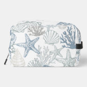 Blaue und graue Seashell Seachy Design Waschbeutel (Rückseite)