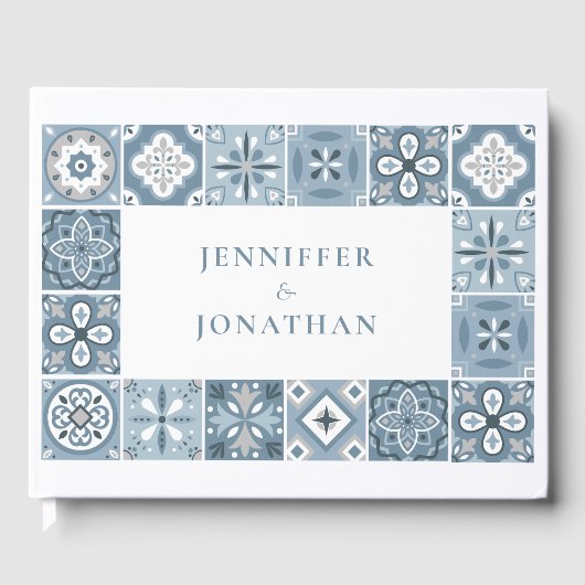 Blaue und graue spanische Fliesen Gästebuch (Vorderseite)