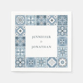 Blaue und graue spanische Fliesen Serviette (Vorderseite)