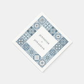 Blaue und graue spanische Fliesen Serviette (Ecke)