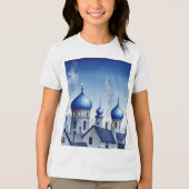 Blaue und graue Stadtlandschaft Tri-Blend Shirt (Vorderseite)