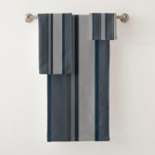Blaue und graue Streifen Badhandtuch Set (Insitu)