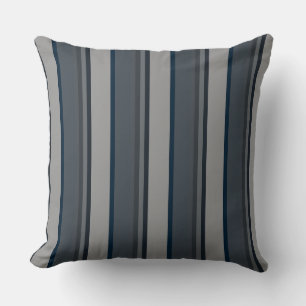 Blaue und graue Streifen Kissen