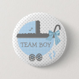 Blaue und graue Team-Jungen-Kinderwagen-Dusche Button