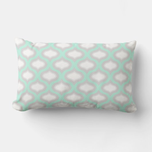 Blaue und graue Tile Waves Lumbar Kissen (Vorderseite)