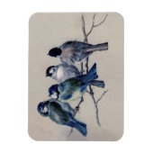 Blaue und graue Vögel in einer Branntwasserfarbe V Magnet (Vertikal)