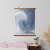 Blaue und graue Welle mit religiösen biblischen Ge Wandteppich Mit Holzrahmen (Schlafzimmer)