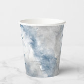 Blaue und graue Winterfarbe Hochzeitspapier-Tasse Pappbecher (Rückseite)